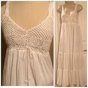 Pineapples Resort White Gauze Maxi Dress, One Size